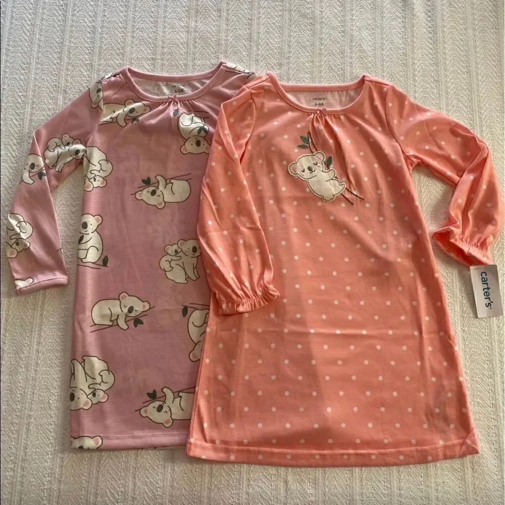 Carter's Little Girls 2-Pack Koala Sleep Gown Set Size 2-3